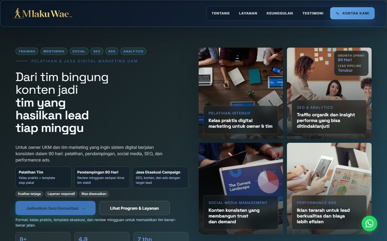 Screenshot website Mlaku Wae